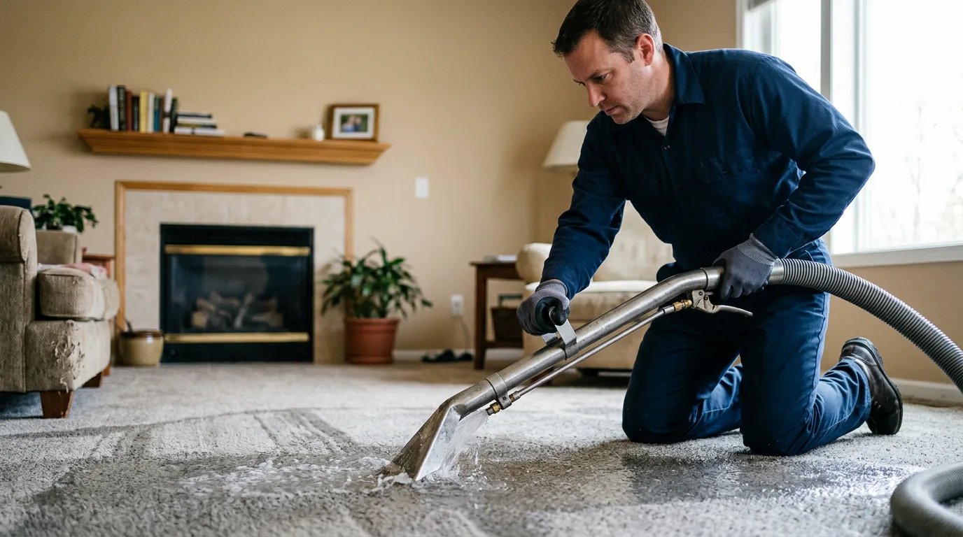 Water damage restoration technician working near Firebaugh, CA